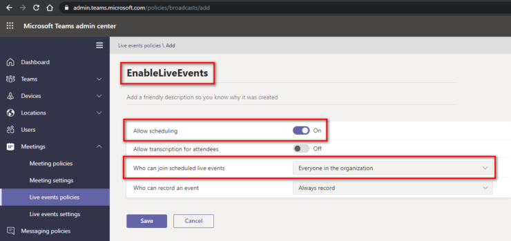 Live Events Policy